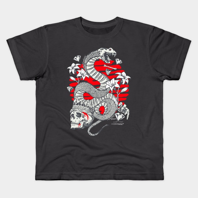 Snake Flowers Diamonds and a Skull Kids T-Shirt by DetourShirts